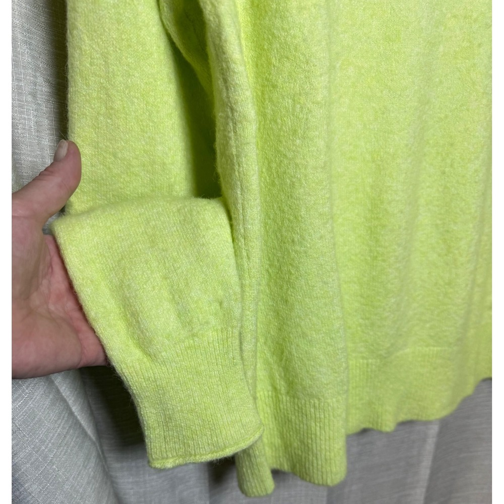 J. Crew Mock Neck Sweater Women's M Neon Yellow Merino Wool Blend Pullover - Picture 5 of 9